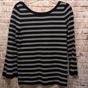 WHBM White House Black Market Sweater Black/White Stripe Size Small